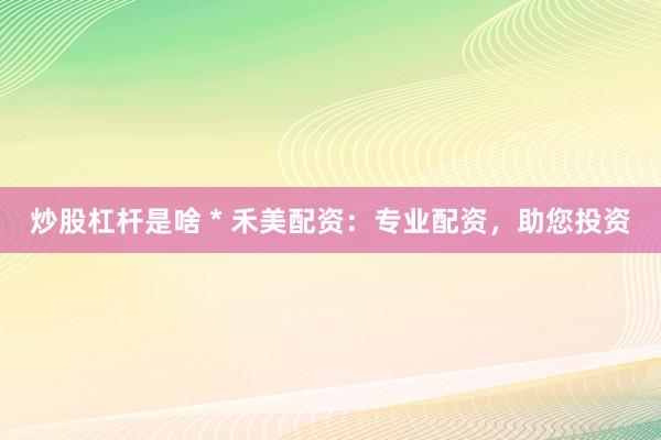 炒股杠桿是啥 * 禾美配資：專業(yè)配資，助您投資