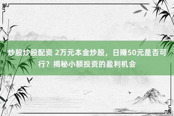 炒股炒股配資 2萬元本金炒股，日賺50元是否可行？揭秘小額投資的盈利機會