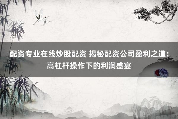 配資專業(yè)在線炒股配資 揭秘配資公司盈利之道：高杠桿操作下的利潤盛宴