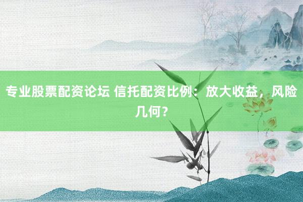 專業(yè)股票配資論壇 信托配資比例：放大收益，風險幾何？