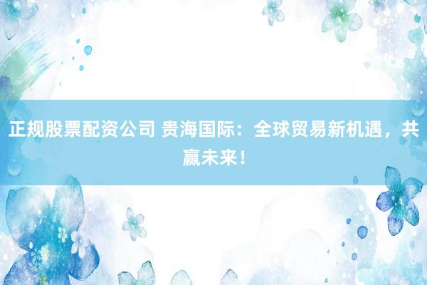 正規(guī)股票配資公司 貴海國際：全球貿(mào)易新機(jī)遇，共贏未來！
